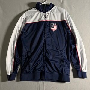 Rhinox Mens Team USA Track Jacket Large Navy Blue White Red Full‎ Zip Sportswear